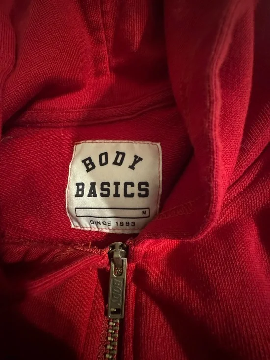 Body Basics Women's Red Jumpsuit - Classic Zip Front - Picture 3 of 3